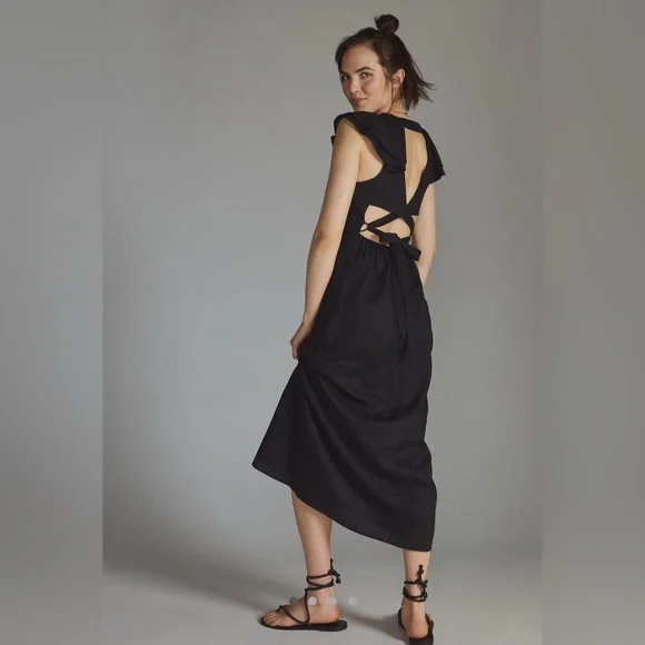 shein little black dress LEFT of CENTER anthropologie Black DOUBLE TAKE Ruffle Dress 0
